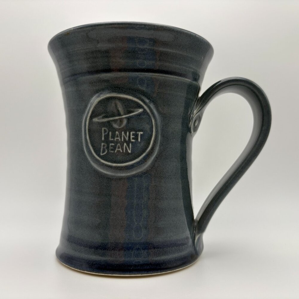 Artisanal Slate Blue Handcrafted Stoneware Planet Bean Coffee Mug (SKU: 289MI)